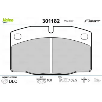 Jeu de 4 plaquettes de frein avant VALEO 301182