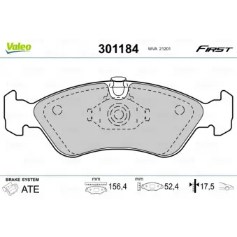 Jeu de 4 plaquettes de frein avant VALEO 301184