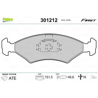 Jeu de 4 plaquettes de frein avant VALEO 301212
