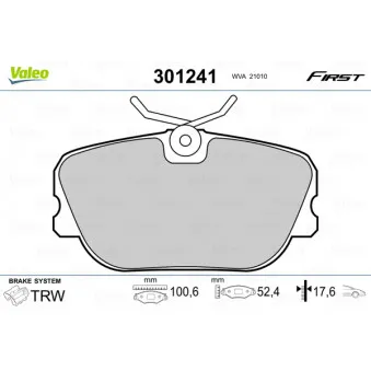 Jeu de 4 plaquettes de frein avant VALEO 301241