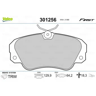 Jeu de 4 plaquettes de frein avant VALEO 301256