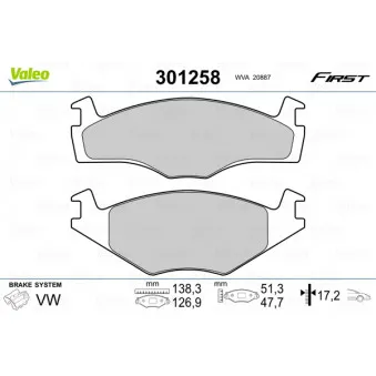 Jeu de 4 plaquettes de frein avant VALEO 301258