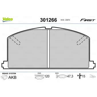 Jeu de 4 plaquettes de frein avant VALEO 301266