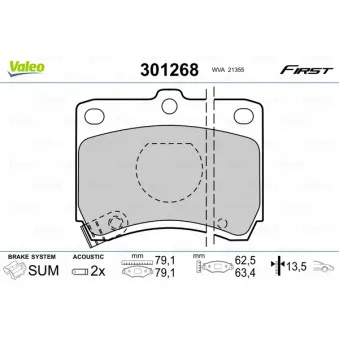 Jeu de 4 plaquettes de frein avant VALEO 301268
