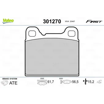 Jeu de 4 plaquettes de frein arrière VALEO 301270
