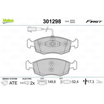 Jeu de 4 plaquettes de frein avant VALEO 301298