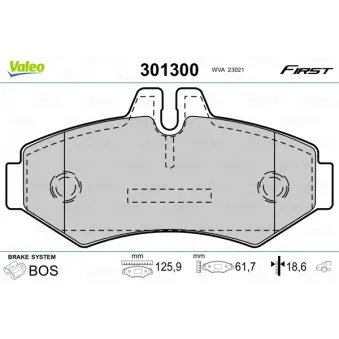 Jeu de 4 plaquettes de frein arrière VALEO 301300