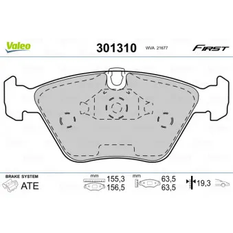 Jeu de 4 plaquettes de frein avant VALEO 301310