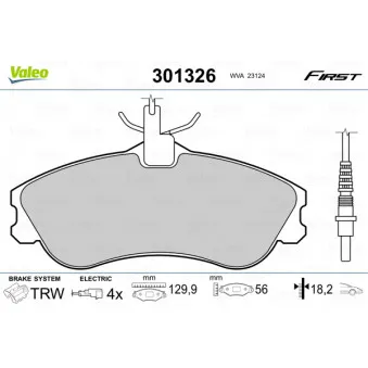Jeu de 4 plaquettes de frein avant VALEO 301326