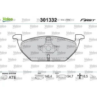 Jeu de 4 plaquettes de frein avant VALEO 301332