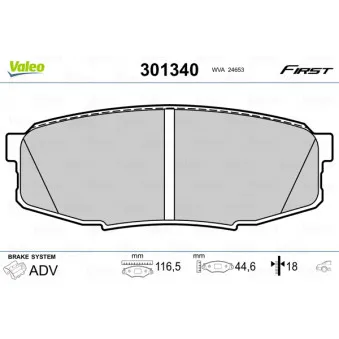 Jeu de 4 plaquettes de frein arrière VALEO 301340