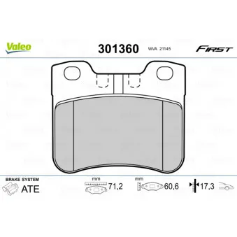 Jeu de 4 plaquettes de frein avant VALEO 301360