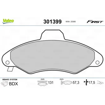 Jeu de 4 plaquettes de frein avant VALEO 301399