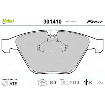 Jeu de 4 plaquettes de frein avant VALEO 301410