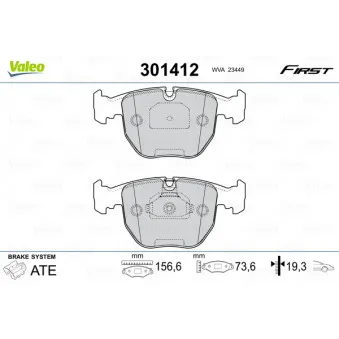 Jeu de 4 plaquettes de frein avant VALEO 301412