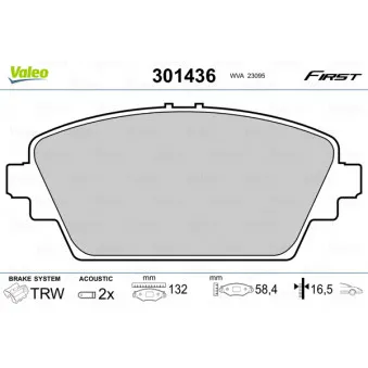Jeu de 4 plaquettes de frein avant VALEO 301436