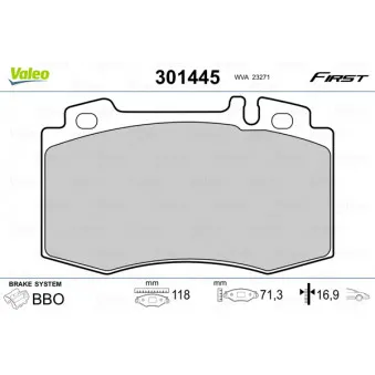 Jeu de 4 plaquettes de frein avant VALEO 301445