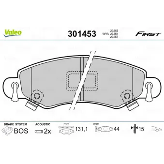 Jeu de 4 plaquettes de frein avant VALEO 301453