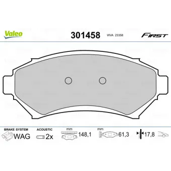 Jeu de 4 plaquettes de frein avant VALEO 301458