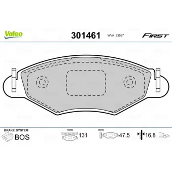 Jeu de 4 plaquettes de frein avant VALEO 301461