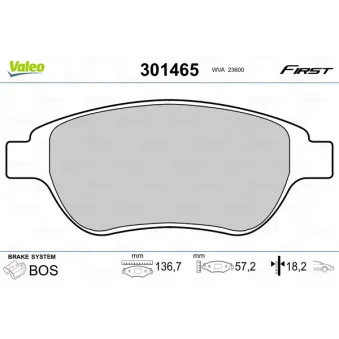 Jeu de 4 plaquettes de frein avant VALEO 301465