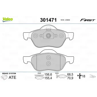 Jeu de 4 plaquettes de frein avant VALEO 301471