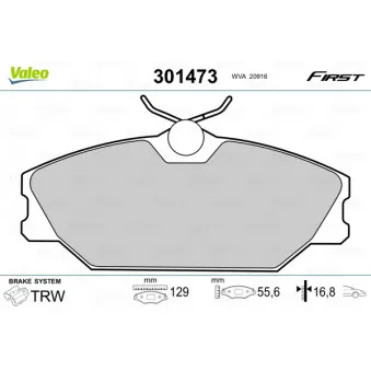 Jeu de 4 plaquettes de frein avant VALEO 301473