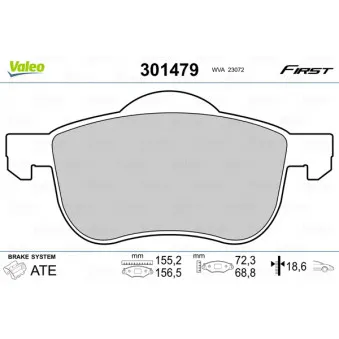 Jeu de 4 plaquettes de frein avant VALEO 301479