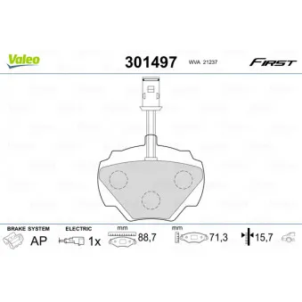 Jeu de 4 plaquettes de frein arrière VALEO 301497