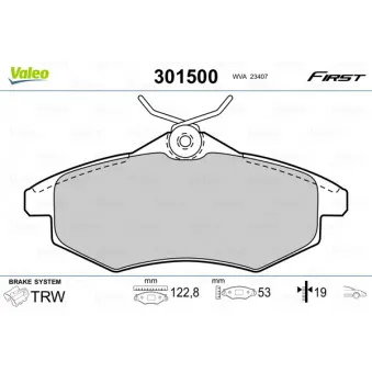Jeu de 4 plaquettes de frein avant VALEO 301500