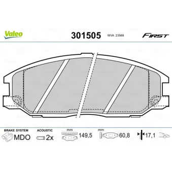 Jeu de 4 plaquettes de frein avant VALEO 301505