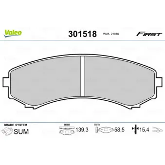 Jeu de 4 plaquettes de frein avant VALEO 301518