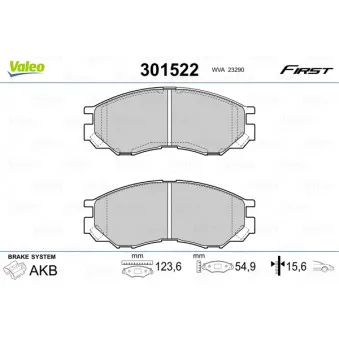 Jeu de 4 plaquettes de frein avant VALEO 301522