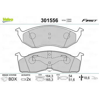 Jeu de 4 plaquettes de frein avant VALEO 301556