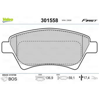 Jeu de 4 plaquettes de frein avant VALEO 301558