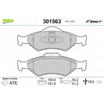 Jeu de 4 plaquettes de frein avant VALEO 301563