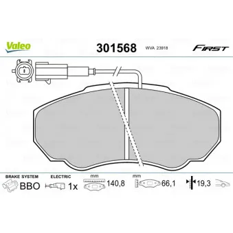 Jeu de 4 plaquettes de frein avant VALEO 301568