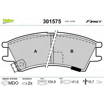 Jeu de 4 plaquettes de frein avant VALEO
