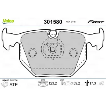 Jeu de 4 plaquettes de frein arrière VALEO 301580
