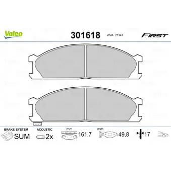 Jeu de 4 plaquettes de frein avant VALEO 301618
