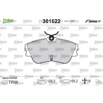 Jeu de 4 plaquettes de frein avant VALEO 301622