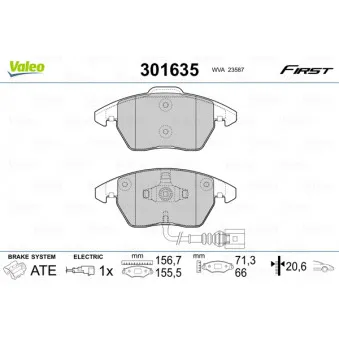 Jeu de 4 plaquettes de frein avant VALEO 301635