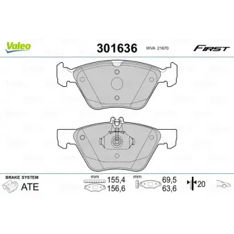 Jeu de 4 plaquettes de frein avant VALEO 301636