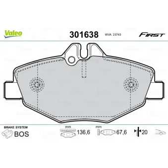 Jeu de 4 plaquettes de frein avant VALEO 301638