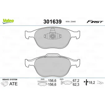 Jeu de 4 plaquettes de frein avant VALEO 301639