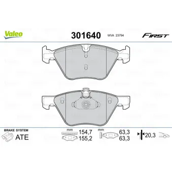 Jeu de 4 plaquettes de frein avant VALEO 301640