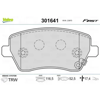 Jeu de 4 plaquettes de frein avant VALEO 301641