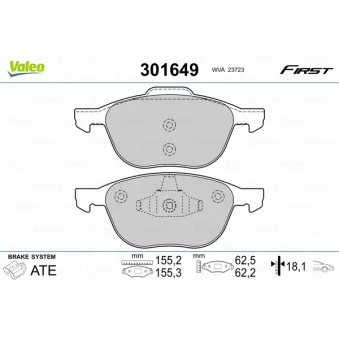 Jeu de 4 plaquettes de frein avant VALEO 301649