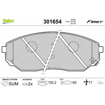 Jeu de 4 plaquettes de frein avant VALEO 301654
