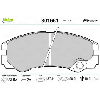 Jeu de 4 plaquettes de frein avant VALEO 301661